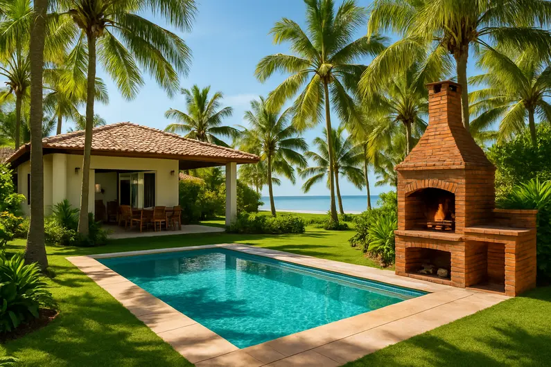 Casa com churrasqueira e piscina na Praia Grande