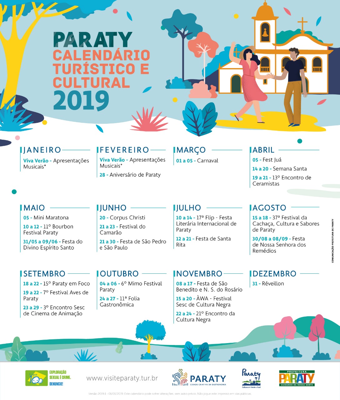 Paraty lança calendário Turístico e Cultural 2019