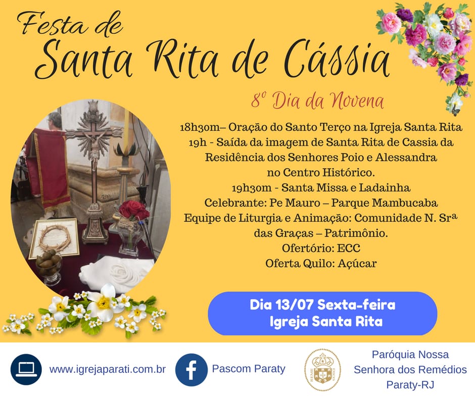 Convite 8º dia de Novena